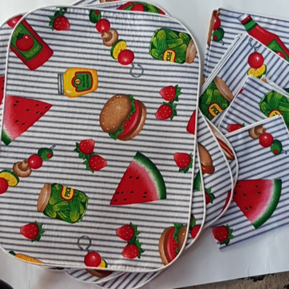 Handmade Cotton Fabric Placement Mats with Napkins